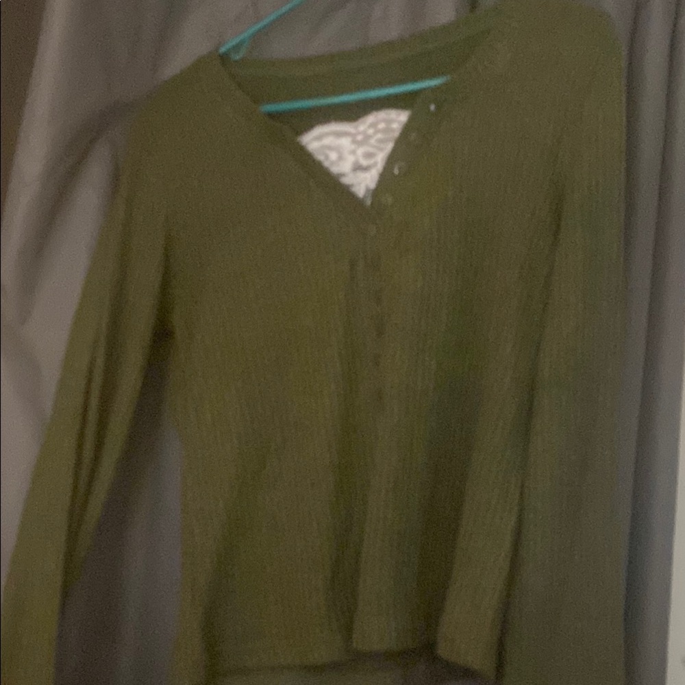 Olive Green V-Neck Sweater